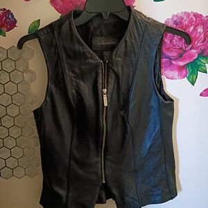 Banana Republic Black Genuine Leather Vest Women's Size 8 Used